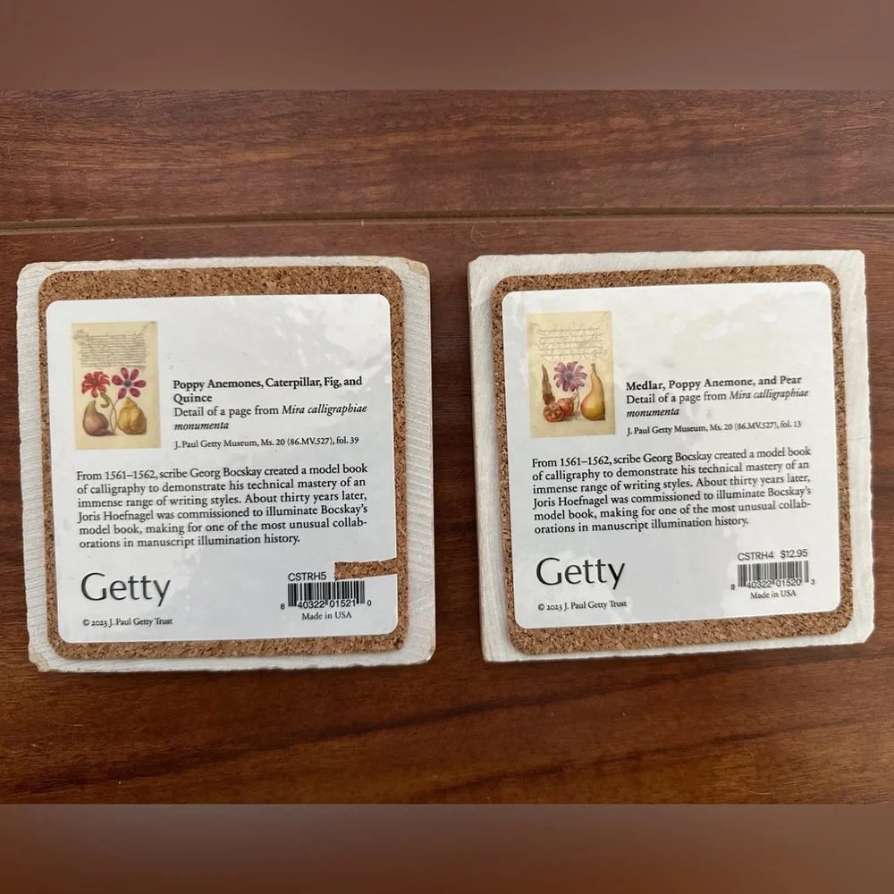 Joris Hoefnagel Floral Coasters, Set of 2, NWT